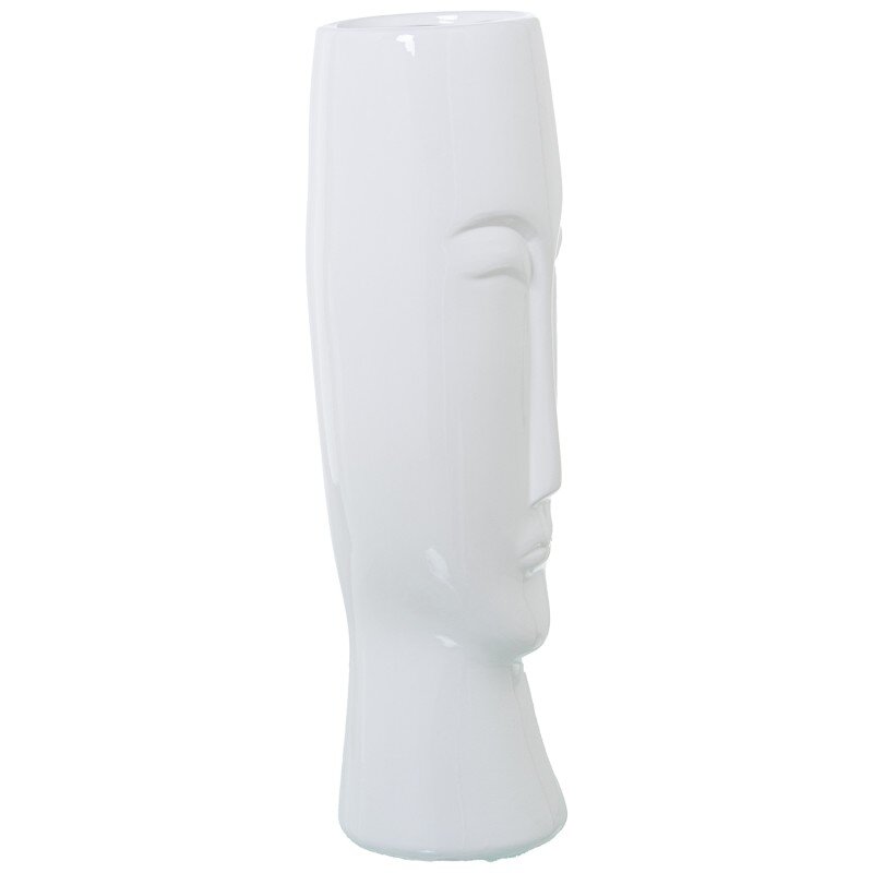 Jarrón Rostro Ceramica Blanco Brillo Ø15x50cm - Image 4