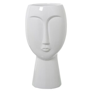 Jarrón Rostro Cerámica Blanco Brillo Ø23x48cm