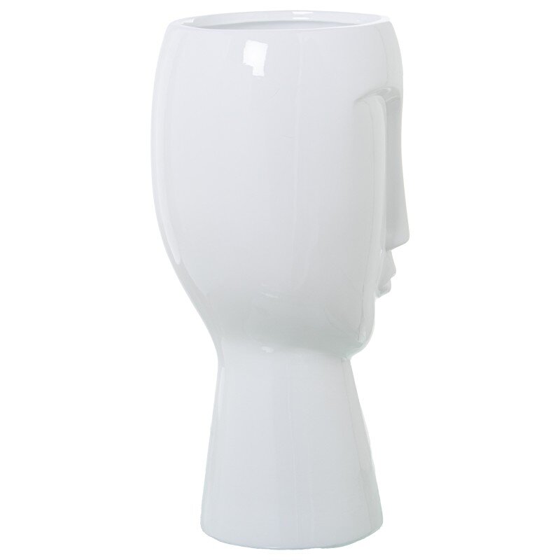 Jarrón Rostro Cerámica Blanco Brillo Ø23x48cm - Image 4
