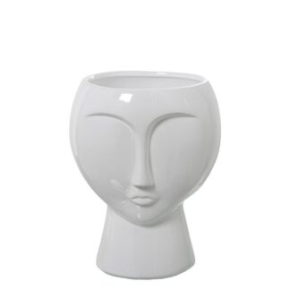 Jarrón Rostro Cerámica Blanco Brillo Ø27x37cm
