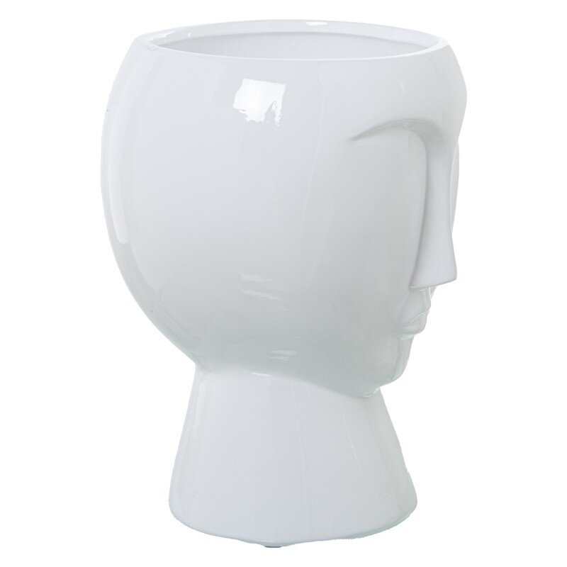 Jarrón Rostro Cerámica Blanco Brillo Ø27x37cm - Image 4