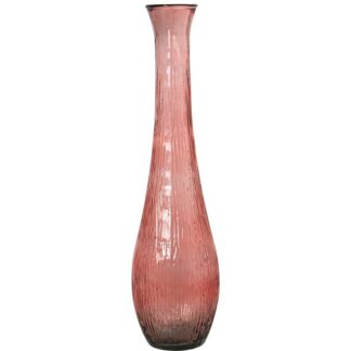 Jarrón Vidrio Reciclado 100cm Rosa Ø25x100cm Boca:ø15/ø8cm