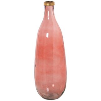 Jarrón Vidrio Reciclado 75cm Rosa Filo Dorado Ø25x75cm Boca:ø6cm