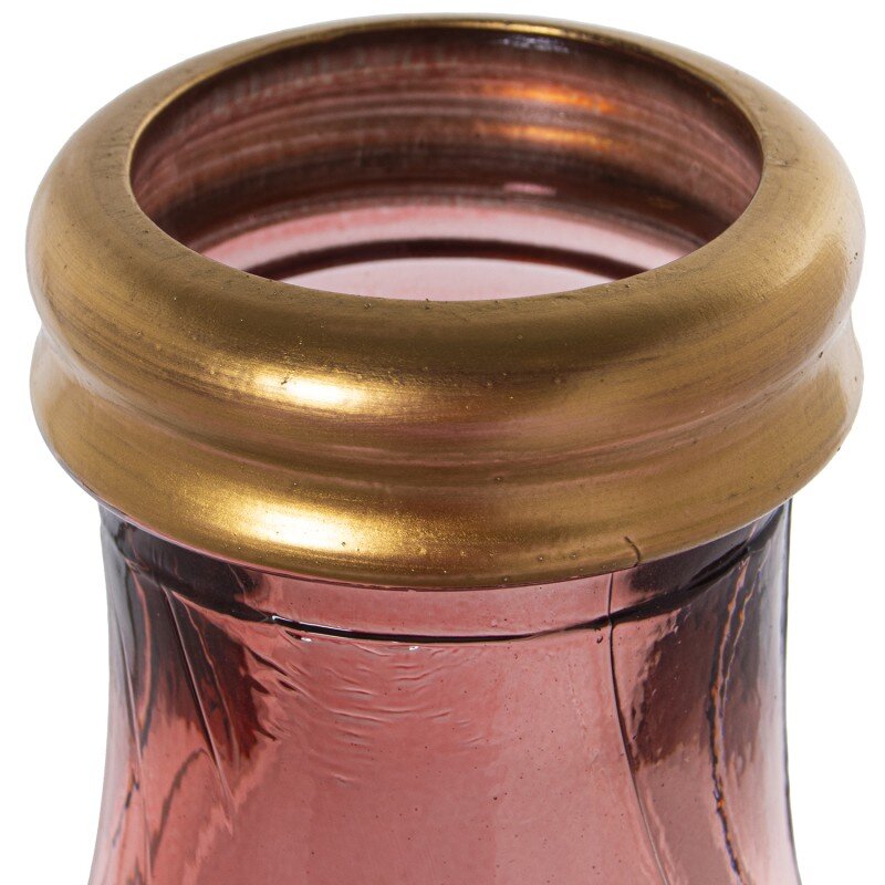 Jarrón Vidrio Reciclado 75cm Rosa Filo Dorado Ø25x75cm Boca:ø6cm - Image 2