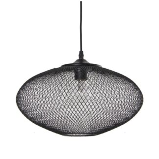 Lámpara De Techo Metal Negrorejilla, 1xe27, Max.40w No Inc Ø38x25cm, Cable:100cm