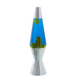 Lámpara Lava Metal Brillo Líquido Amarillo/azul +bombilla Re Ø9x37cm Cable Negro:150cm