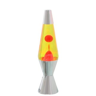 Lámpara Lava Metal Brillo Liquido Rosa/amarillo +bombilla Re Ø9x37cm Cable Negro:150cm