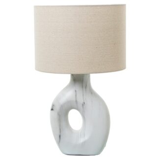 Lámpara Sobremesa Cerámica Blanca, 1xe27 Max.40w Ø32x52cm Base:21,5x10x29cm