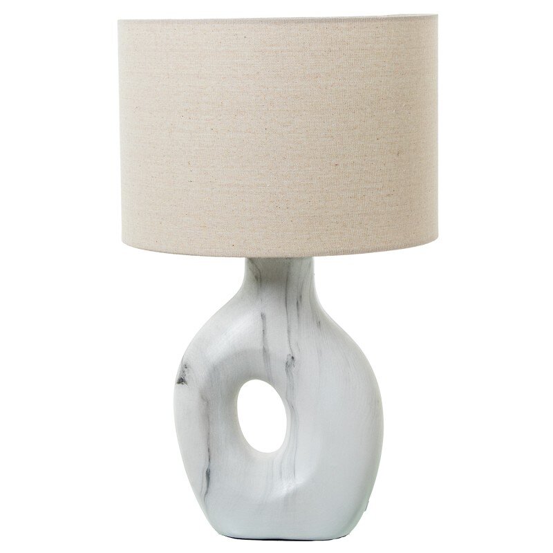 Lámpara Sobremesa Cerámica Blanca, 1xe27 Max.40w Ø32x52cm Base:21,5x10x29cm