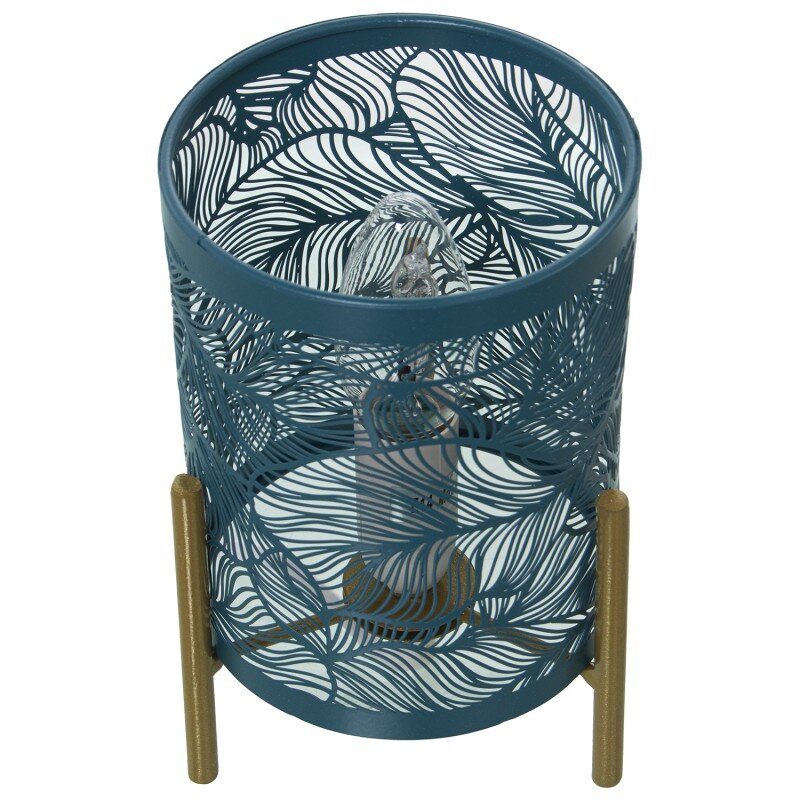 Lámpara Sobremesa Metal Azul Petrol.c/pie Dorado,1xe14 Max40 12x12x19cm Cable Blanco 108 - Image 3