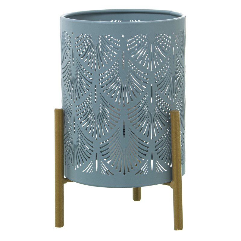 Lámpara Sobremesa Metal Celeste Grisaceo C/pie Dorado 1xe14 12x12x18,5cm Cable Blanco 108