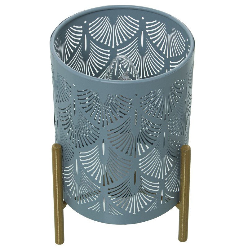 Lámpara Sobremesa Metal Celeste Grisaceo C/pie Dorado 1xe14 12x12x18,5cm Cable Blanco 108 - Image 3