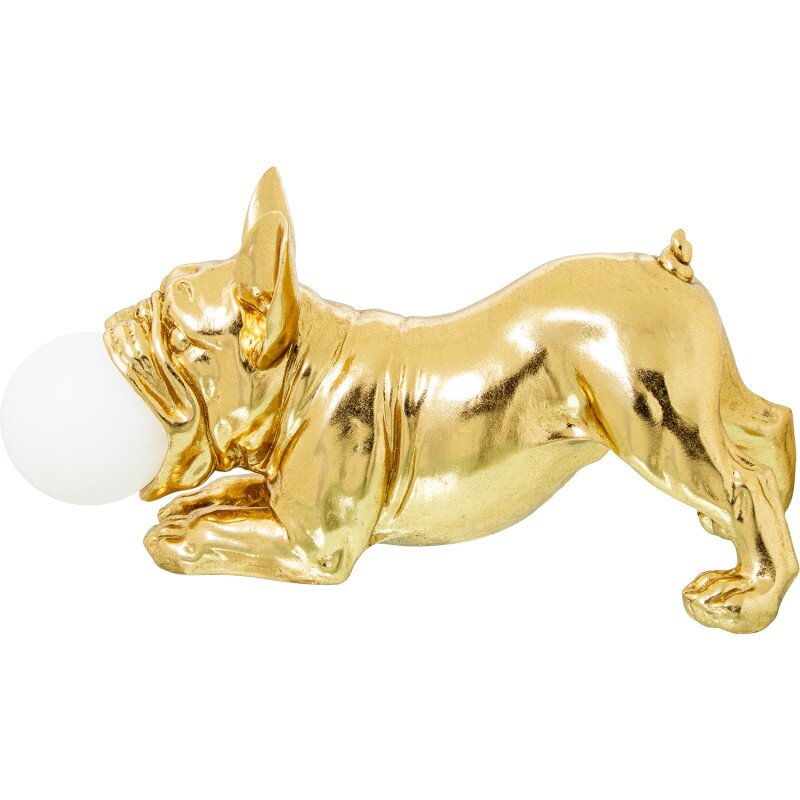 Lámpara Sobremesa Resina Perro Dorado, 1xg9 Led Incluida 47x20x23cm