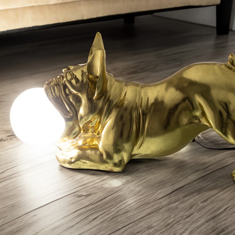 Lámpara Sobremesa Resina Perro Dorado, 1xg9 Led Incluida 47x20x23cm - Image 2