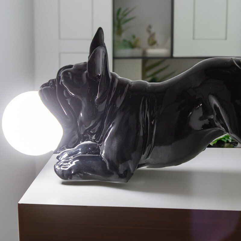 Lámpara Sobremesa Resina Perro Negro Brillo, 1xg9 Led Inclui 47x20x23cm - Image 7