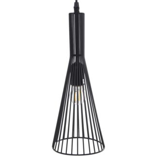 Lámpara Techo Metal Negra 1xe27 Max 60w No Incluida 14x16x37cm, Cable Negro 70cm