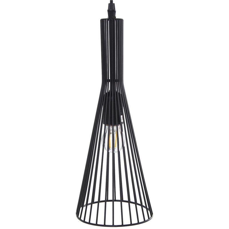 Lámpara Techo Metal Negra 1xe27 Max 60w No Incluida 14x16x37cm, Cable Negro 70cm