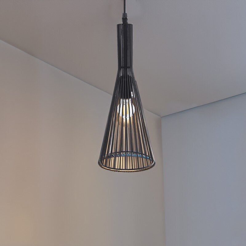 Lámpara Techo Metal Negra 1xe27 Max 60w No Incluida 14x16x37cm, Cable Negro 70cm - Image 4