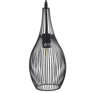 Lámpara Techo Metal Negra, 1xe27 Max 60w No Incluida Ø17x37cm, Cable Negro 70cm