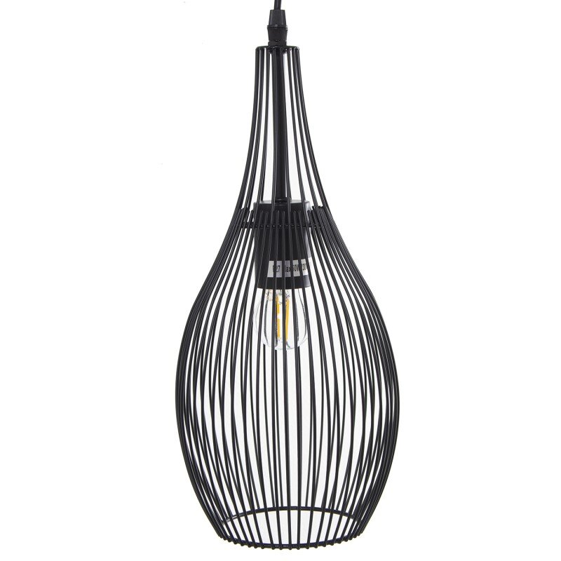 Lámpara Techo Metal Negra, 1xe27 Max 60w No Incluida Ø17x37cm, Cable Negro 70cm