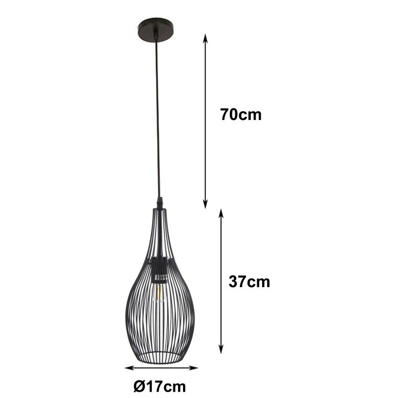 Lámpara Techo Metal Negra, 1xe27 Max 60w No Incluida Ø17x37cm, Cable Negro 70cm - Image 4