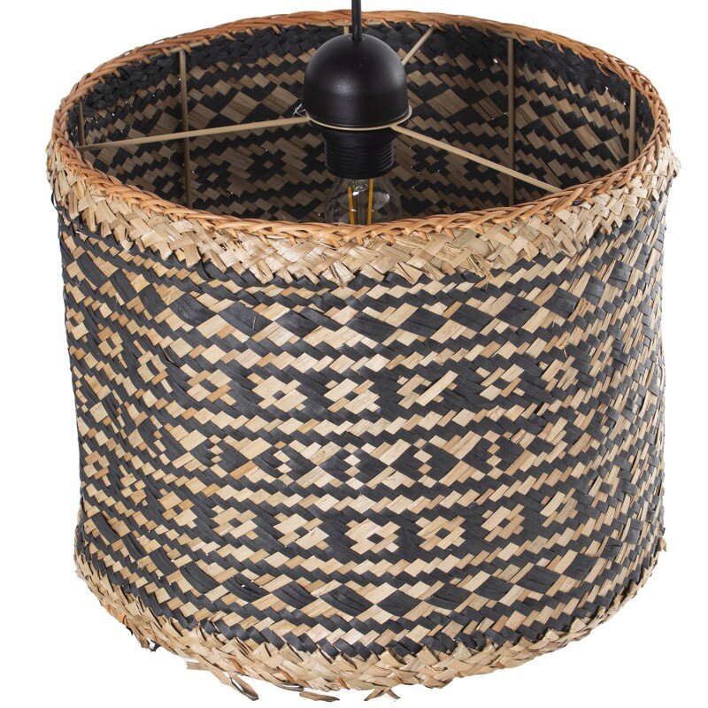 Lámpara Techo Ratán Natural/negro +99271, 1xe27 Max.40w Ø36x29cm Cable Negro:73cm