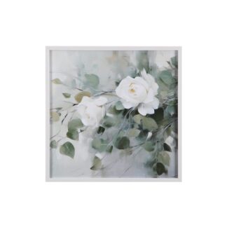 LIENZO 40 X 40 ROSAS BLANCAS