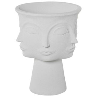 Macetero 3 Caras Resina Blanco Granulado Ø49x62cm Hueco:ø18/ø41x17cm