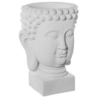 Macetero Buda Resina Blanco Granulado 40x38x56cm Hueco:ø16/ø26x17cm