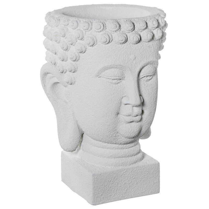 Macetero Buda Resina Blanco Granulado 40x38x56cm Hueco:ø16/ø26x17cm