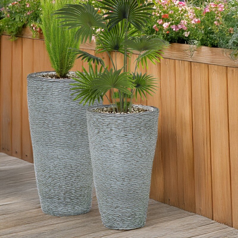 Macetero Cerámica 70cm Verde Ø38x70cm Boca:ø31cm Base:ø25c - Image 2