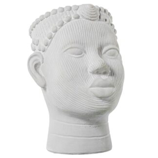 Macetero Cerámica Blanca Rostro Africana 22x19x26cm