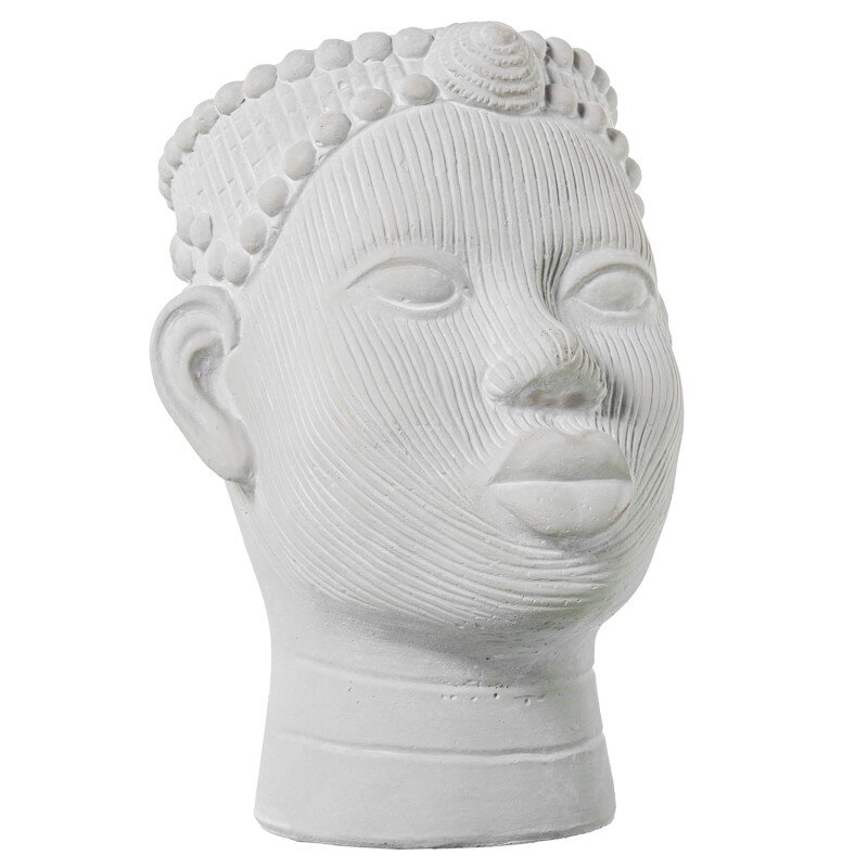Macetero Cerámica Blanca Rostro Africana 22x19x26cm
