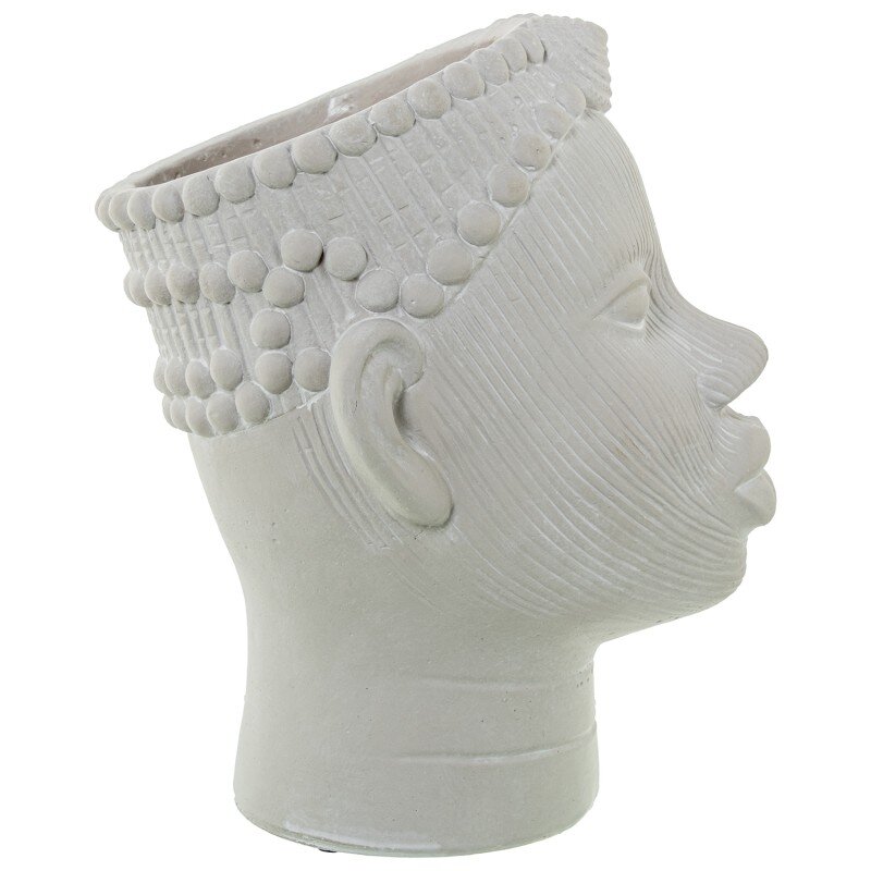 Macetero Cerámica Blanca Rostro Africana 22x19x26cm - Image 5