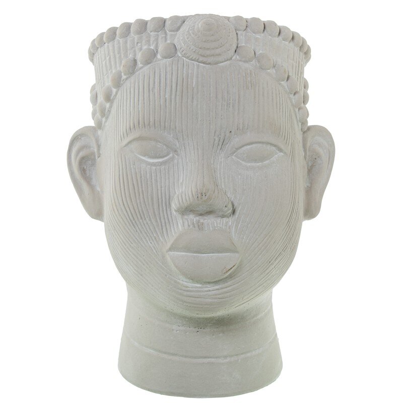 Macetero Cerámica Blanca Rostro Africana 22x19x26cm - Image 6