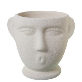 Macetero Cerámica Rostro Beige Arena Ø14x17cm