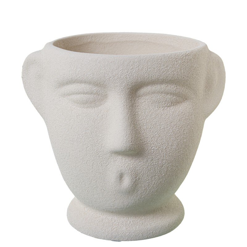 Macetero Cerámica Rostro Beige Arena Ø14x17cm