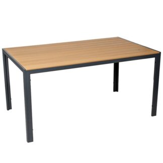 Mesa Aluminio Antracita Acabado Madera 150x90x74cm