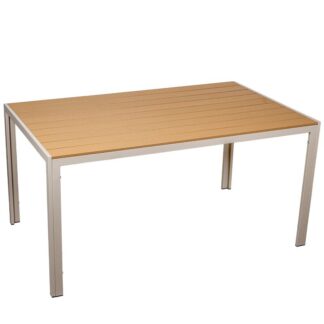 Mesa Aluminio Crema Acabado Madera 150x90x74cm