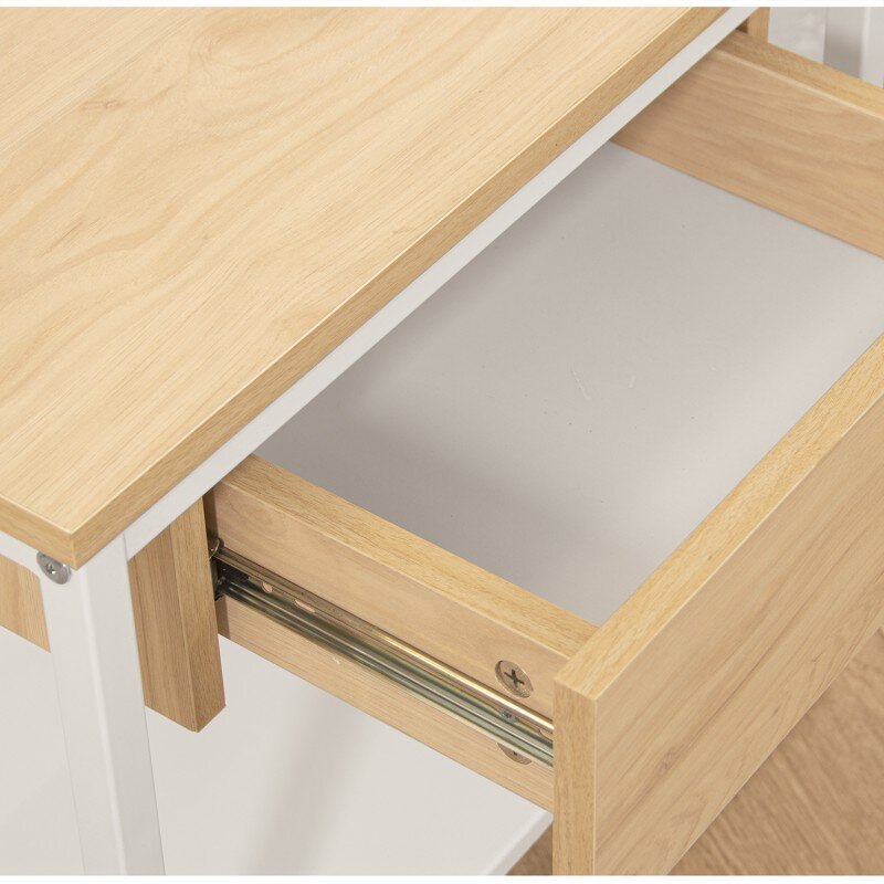 Mesa Auxiliar Metal Blanco Madera Natural 50x35x50cm, Madera: Dm - Image 4
