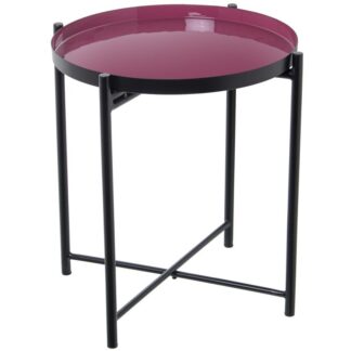 Mesa Auxiliar Metal Esmaltado Rosa Oscuro/negro Ø50x52cm