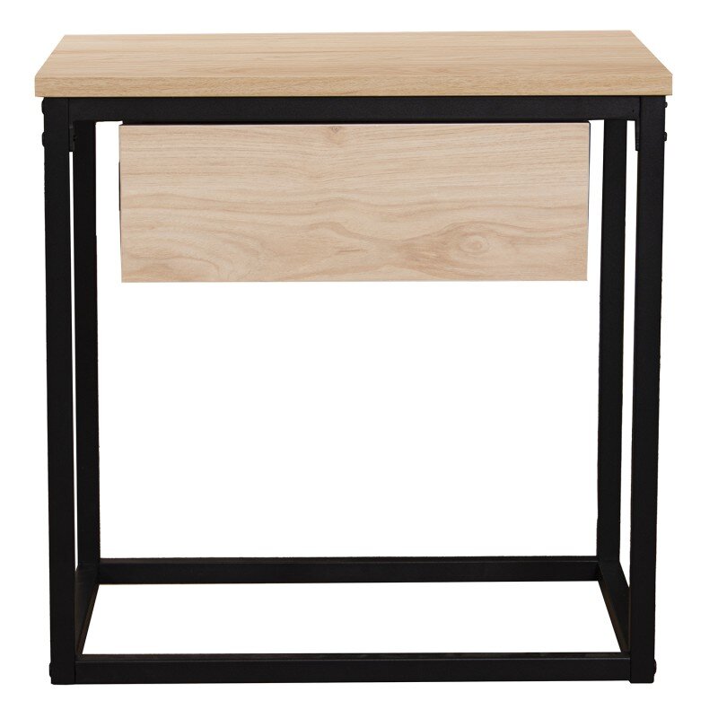 Mesa Auxiliar Metal Negro Madera Natural 50x35x50cm, Madera: Dm - Image 3