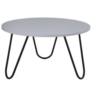 Mesa Centro Madera Blanca Patas Metal Blanco Ø80x44cm