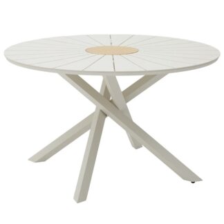 Mesa Comedor Exterior Aluminio Blanco Ø120x75cm Requiere Montaje