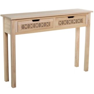 Mesa De Entrada C/2 Cajones Madera Natural 110x30x81cm, Dm+paulownia