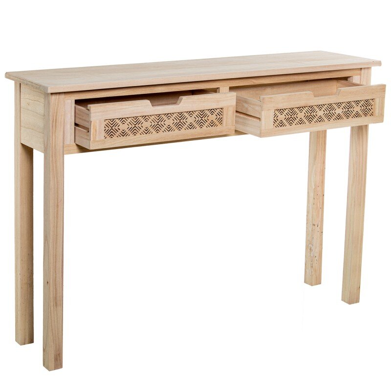 Mesa De Entrada C/2 Cajones Madera Natural 110x30x81cm, Dm+paulownia - Image 2