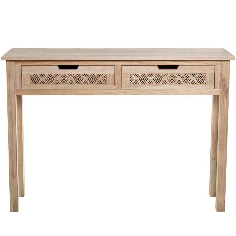 Mesa De Entrada C/2 Cajones Madera Natural 110x30x81cm, Dm+paulownia - Image 3