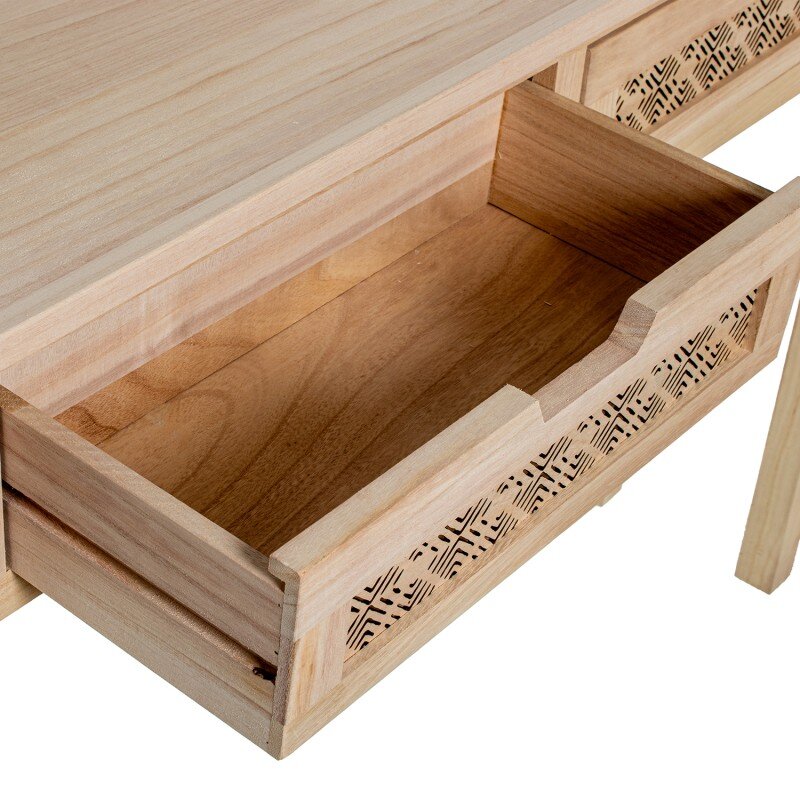 Mesa De Entrada C/2 Cajones Madera Natural 110x30x81cm, Dm+paulownia - Image 4
