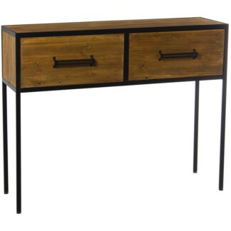 Mesa De Entrada Madera Metal C/2 Cajones 100x30x80cm Abeto+contrachapa