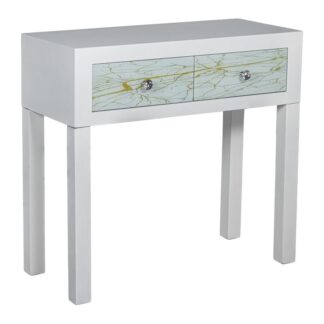 Mesa Entrada 2 Cajones Madera Lacada Blanco/dorado 80x35x77cm